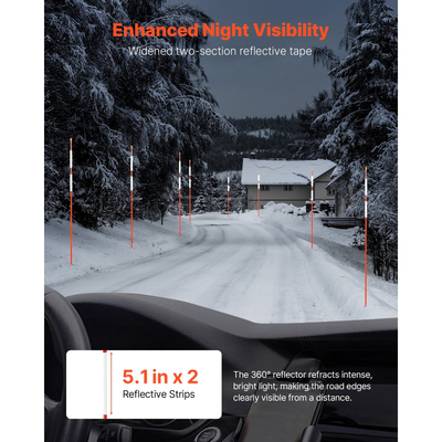 Δείκτες δρόμου VEVOR, 20 τεμάχια μήκους 147cm και διαμέτρου 7,87mm, ανακλαστήρες δρόμου υψηλής ορατότητας με τρυπάνια από χάλυβα 12 ιντσών, ανακλαστικά στύλοι χιονιού από υαλοβάμβακα για χώρους στάθμευσης, πεζόδρομους, άροση χιονιού