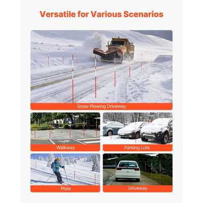 Δείκτες δρόμου VEVOR, 20 τεμάχια μήκους 147cm και διαμέτρου 7,87mm, ανακλαστήρες δρόμου υψηλής ορατότητας με τρυπάνια από χάλυβα 12 ιντσών, ανακλαστικά στύλοι χιονιού από υαλοβάμβακα για χώρους στάθμευσης, πεζόδρομους, άροση χιονιού
