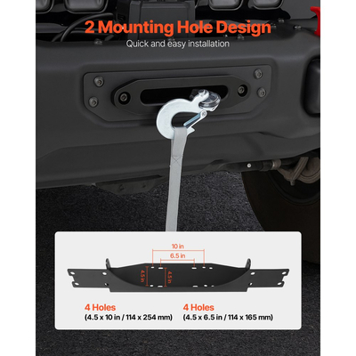 Βάση βαρούλκου VEVOR, Χωρητικότητα βαρούλκου 12000 lbs / 5443 kg, Βάση βαρούλκου ρυμούλκησης για επιλεγμένα μοντέλα Jeep Wrangler JL/JLU & Gladiator JT (2018-2023), Σχεδιασμός 2 οπών στήριξης, Χάλυβας με ηλεκτροστατική βαφή, Μαύρο