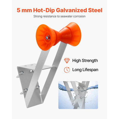 Βάση Βαρούλκου Τρέιλερ VEVOR, Στύλοι Βαρούλκου 50,8-76,2 mm, Κάθισμα Βαρούλκου Τρέιλερ με Πορτοκαλί Ράουλο TPU & Μπουλόνια U, Κατάλληλο για Jet Ski, Ιστιοφόρο, Ψαροκάικο, Ταχύπλοο (Γαλβανισμένο), Ασημί