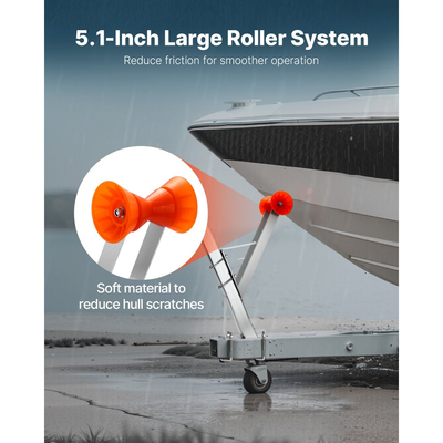 Βάση Βαρούλκου Τρέιλερ VEVOR, Στύλοι Βαρούλκου 50,8-76,2 mm, Κάθισμα Βαρούλκου Τρέιλερ με Πορτοκαλί Ράουλο TPU & Μπουλόνια U, Κατάλληλο για Jet Ski, Ιστιοφόρο, Ψαροκάικο, Ταχύπλοο (Γαλβανισμένο), Ασημί