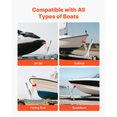 Βάση Βαρούλκου Τρέιλερ VEVOR, Στύλοι Βαρούλκου 50,8-76,2 mm, Κάθισμα Βαρούλκου Τρέιλερ με Πορτοκαλί Ράουλο TPU & Μπουλόνια U, Κατάλληλο για Jet Ski, Ιστιοφόρο, Ψαροκάικο, Ταχύπλοο (Γαλβανισμένο), Ασημί