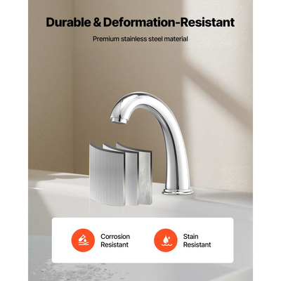 Βρύση μπανιέρας VEVOR Roman, βρύση μπανιέρας με καταρράκτη 3 οπών, σετ βρυσών μπανιέρας με λαιμόκοψη Gooseneck με 2 λαβές, σετ βρυσών μπανιέρας για μπάνιο ενηλίκων, ασημί, στόμιο υψηλού τόξου, έλεγχος θερμοκρασίας