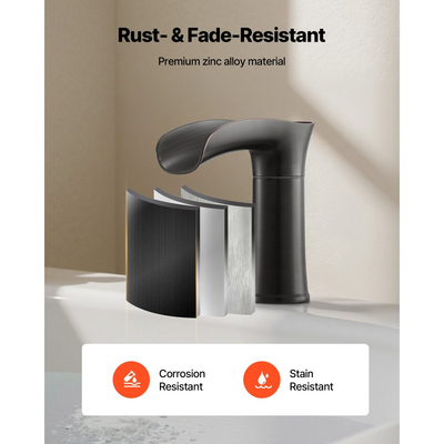 Βρύση μπανιέρας VEVOR Roman, βρύση μπανιέρας με καταρράκτη 3 οπών, σετ βρυσών μπανιέρας από κράμα ψευδαργύρου με 2 λαβές, σετ βρυσών μπανιέρας για πλύσιμο κατοικίδιων, μπάνιο ενηλίκων, χαλκός με λάδι, χωρίς στάξιμο