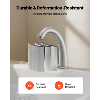 Βρύση μπανιέρας VEVOR Roman, βρύση μπανιέρας με καταρράκτη 3 οπών, σετ βρυσών μπανιέρας με λαιμόκοψη gooseneck με 2 λαβές, σετ βρυσών μπανιέρας για μπάνιο ενηλίκων, βουρτσισμένο ανοξείδωτο ατσάλι, στόμιο υψηλού τόξου