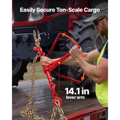 Συνδετικό αλυσίδας VEVOR με καστάνια, αλυσίδες G80 10 mm x 3 m, φορτίο εργασίας 4173 kg συνδετικού φορτίου με καστάνια, σετ αλυσίδων και συνδετικών, συνδετικά αλυσίδας με δέσιμο για μεταφορά, ρυμούλκηση, υλοτομία, ανύψωση