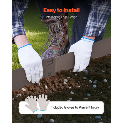 Ατσάλινες μπορντούρες τοπίου VEVOR, 5 συσκευασίες 39 x 5 ιντσών, ανθεκτικές στη σκουριά μεταλλικές μπορντούρες τοπίου, εύκαμπτο περίγραμμα μπορντούρας κήπου, βαρέως τύπου μπορντούρα γκαζόν, εύκολη στην εγκατάσταση, διαχωριστικό μονοπατιού αυλής για παρτέρι, καφέ