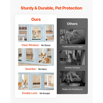 Κουτί γέννησης σκύλου VEVOR, 1,9x1,2x0,7 m, Διαφανές πλαστικό μαντρί γέννησης σκύλου για μεγάλα σκυλιά, Αδιάβροχο παρκοκρέβατο κουταβιού με παράθυρα και κλειδαριά πόρτας, Εύκολο στον καθαρισμό, Ανθεκτικό κιτ γέννησης για κατοικίδια εσωτερικού χώρου, σκύλους και γάτες
