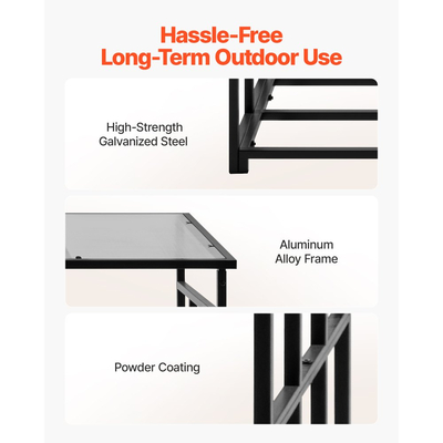 Ράφι Καυσόξυλων VEVOR με Κεκλιμένη Στέγη, Εξωτερική Θήκη Καυσόξυλων 1,85 μ., Αποθήκη Ξύλων 1/4 με Κορδόνι, Μέγιστη Χωρητικότητα Βάρους 299 κιλά, Μεταλλική Ράφι Αποθήκευσης Ξύλου με Ηλεκτροστατική Βαφή για Τζάκι, Αυλή, Κήπο