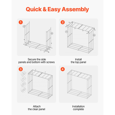 Ράφι Καυσόξυλων VEVOR με Κεκλιμένη Στέγη, Εξωτερική Θήκη Καυσόξυλων 1,85 μ., Αποθήκη Ξύλων 1/4 με Κορδόνι, Μέγιστη Χωρητικότητα Βάρους 299 κιλά, Μεταλλική Ράφι Αποθήκευσης Ξύλου με Ηλεκτροστατική Βαφή για Τζάκι, Αυλή, Κήπο