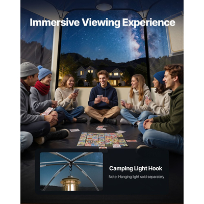 VEVOR Αναδιπλούμενη Σκηνή Bubble, 4,58 x 4,32 μ. Αδιάβροχη και ανθεκτική στην υπεριώδη ακτινοβολία, διαφανής σκηνή κάμπινγκ, εξωτερικές σκηνές ιγκλού με θόλο κήπου και παράθυρα, πανοραμική θέα 540°, για 12-15 άτομα, αίθριο και πίσω αυλή