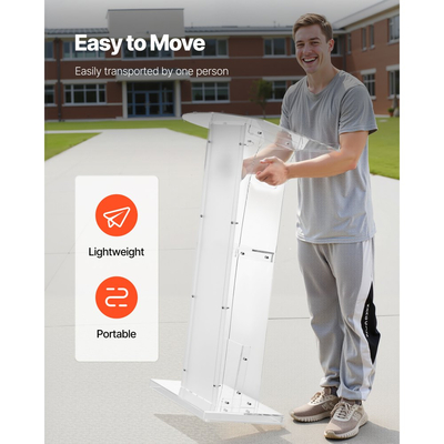 Βάση VEVOR Podium, Ακρυλικό Αναλόγιο 1100 mm, Φορητό Γραφείο Φορητού Υπολογιστή με Ευρεία Επιφάνεια Ανάγνωσης και Ράφι Αποθήκευσης, Στοπ Βιβλίων, Επιδαπέδια, για Τάξη, Γάμο, Συνέδριο, Διαλέξεις και Συναυλίες