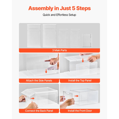 Κουτιά αποθήκευσης παπουτσιών VEVOR, Συσκευασία 9 τεμαχίων με διαφανή στοιβαζόμενα κουτιά παπουτσιών, οργανωτές αποθήκευσης με μαγνητική πόρτα, Χωρητικότητα έως και μέγεθος 13 ΗΠΑ, Πλαστικά δοχεία για αθλητικά παπούτσια για ψηλοτάκουνα, μπότες και καπέλα, Διαφανές λευκό