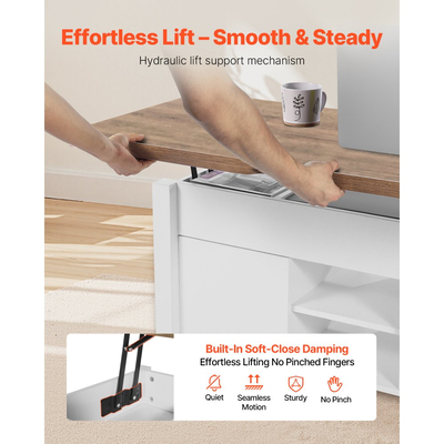 Τραπεζάκι σαλονιού VEVOR 1000 mm με ανυψούμενη επιφάνεια, Ρουστίκ κεντρικό τραπέζι με πόρτα αχυρώνα και κρυφό χώρο αποθήκευσης, Μοντέρνα ορθογώνια ανυψούμενη επιφάνεια τραπεζιού για σαλόνι, γραφείο, σπίτι, εύκολη συναρμολόγηση, καφέ