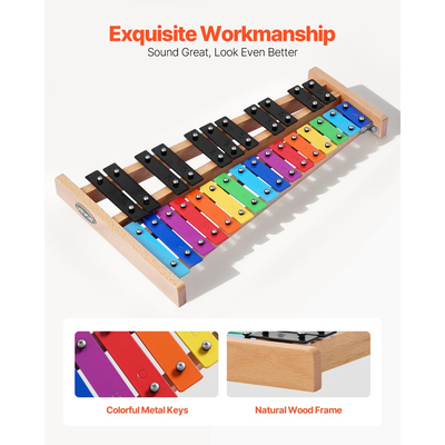 Ξυλόφωνο VEVOR Glockenspiel, 27 Νότες, Επαγγελματικό Κρουστό Όργανο Ξυλόφωνου, με Πολύχρωμα Μεταλλικά Πλήκτρα, Περιλαμβάνει 4 Σφυριά, Τσάντα Μεταφοράς, Κιτ Μουσικών Οργάνων για Αρχάριους για Ενήλικες και Παιδιά