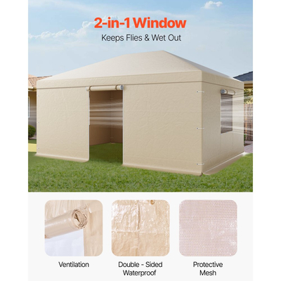 Κάλυμμα κιόσκι VEVOR για χειμερινό κιόσκι με σκληρή οροφή 3,68 x 4,9 m, κάλυμμα κιόσκι παντός καιρού με πλαϊνά τοιχώματα και παράθυρα, υλικό PE υψηλής πυκνότητας, καλύμματα κλειστού στεγάστρου αποθήκευσης, τα κιόσκια δεν περιλαμβάνονται