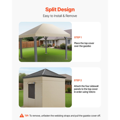 Κάλυμμα χειμερινού κιόσκι VEVOR για κιόσκια με σκληρή οροφή 3,05 x 3,05 m, κάλυμμα κιόσκι διπλής επίστρωσης για όλες τις καιρικές συνθήκες με πλαϊνά τοιχώματα και παράθυρα, καλύμματα στεγάστρου αποθήκευσης υψηλής πυκνότητας από PE, τα κιόσκια δεν περιλαμβάνονται