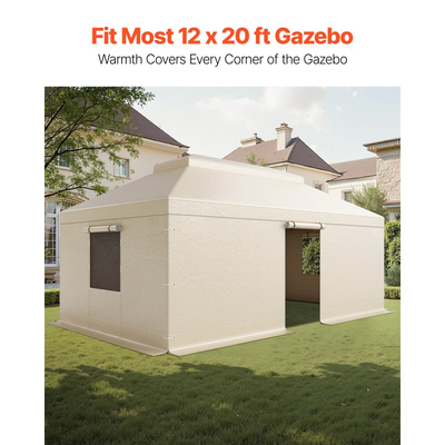 Κάλυμμα χειμερινού κιόσκι VEVOR για κιόσκια με σκληρή οροφή 3,66 x 6,10 μ., Κάλυμμα κιόσκι διπλής επίστρωσης για όλες τις καιρικές συνθήκες με πλαϊνά τοιχώματα και παράθυρα από πλέγμα, Καλύμματα στεγάστρου αποθήκευσης υψηλής πυκνότητας από PE, Δεν περιλαμβάνονται κιόσκια