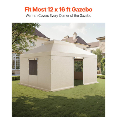 Κάλυμμα κιόσκι VEVOR για χειμερινό κιόσκι με σκληρή οροφή 3,66 x 4,87 m, διπλό κάλυμμα κιόσκι παντός καιρού με πλαϊνά τοιχώματα και παράθυρα, καλύμματα στεγάστρου αποθήκευσης υψηλής πυκνότητας από PE, τα κιόσκια δεν περιλαμβάνονται