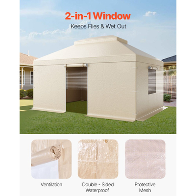Κάλυμμα κιόσκι VEVOR για χειμερινό κιόσκι με σκληρή οροφή 3,66 x 4,87 m, διπλό κάλυμμα κιόσκι παντός καιρού με πλαϊνά τοιχώματα και παράθυρα, καλύμματα στεγάστρου αποθήκευσης υψηλής πυκνότητας από PE, τα κιόσκια δεν περιλαμβάνονται