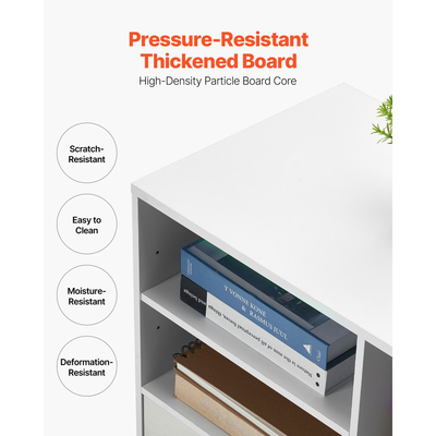 VEVOR Ξύλινη Ντουλάπα Αρχειοθέτησης με 2 Συρτάρια, Κινητό Ντουλάπι Αρχειοθέτησης με Ανοιχτά Ράφια, Πλευρική Ρολαρισμένη Αποθήκευση Αρχείων με Κλείδωμα και Ρυθμιζόμενα Ράφια, Ελεύθερη Βάση Εκτυπωτή για Οικιακό Γραφείο και Σχολείο, Λευκό