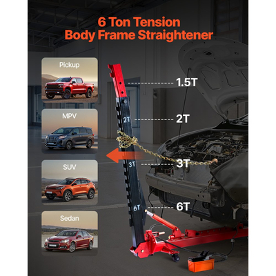 Ισιωτικό Πλαισίου Αμαξώματος VEVOR, Εξοπλισμός Επισκευής Αμαξώματος 6T με Ένταση με Υποδοχή Αερόσακου 3T & Υδραυλική Ποδοαντλία 6000PSI, Περιλαμβάνει 16 Εργαλεία Ισιώματος, για Συνεργείο Επισκευής Αυτοκινήτων, Sedan, SUV, Pickup