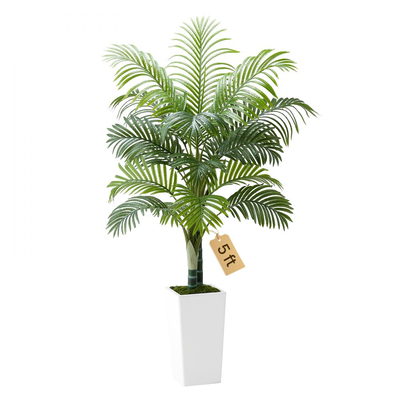 Τεχνητός φοίνικας Areca VEVOR 1524 mm, Τροπικά φυτά ψεύτικου φοίνικα με ψηλή λευκή γλάστρα, Φυτό μεταξιού δαπέδου σε γλάστρα, Μεγάλα δέντρα για διακόσμηση σπιτιού, γραφείου, σαλονιού, θέρμανση σπιτιού, εσωτερική και εξωτερική