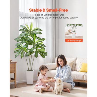 Τεχνητό Δέντρο Δράκαινας VEVOR 1829 mm, Τροπικά Φυτά Ψεύτικου Φοίνικα με Λευκή Ψηλή Γλάστρα, Φυτό Μεταξωτού Δαπέδου σε Γλάστρα, Μεγάλα Δέντρα για Διακόσμηση Σπιτιού, Γραφείου, Σαλόνι, Εσωτερικού Χώρου, Εξωτερικού Χώρου