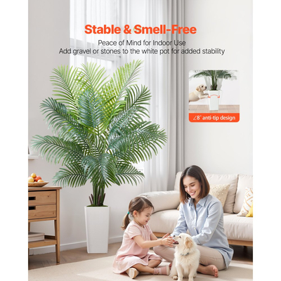 Τεχνητός φοίνικας Areca VEVOR 1829 mm, Τροπικά φυτά ψεύτικου φοίνικα με ψηλή λευκή γλάστρα, Φυτό μεταξιού ψεύτικου δαπέδου σε γλάστρα, Μεγάλα δέντρα για διακόσμηση σπιτιού, γραφείου, σαλονιού, θέρμανση σπιτιού, εσωτερική και εξωτερική