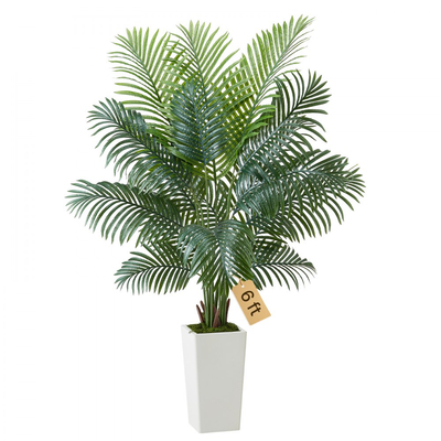 Τεχνητός φοίνικας Areca VEVOR 1829 mm, Τροπικά φυτά ψεύτικου φοίνικα με ψηλή λευκή γλάστρα, Φυτό μεταξιού ψεύτικου δαπέδου σε γλάστρα, Μεγάλα δέντρα για διακόσμηση σπιτιού, γραφείου, σαλονιού, θέρμανση σπιτιού, εσωτερική και εξωτερική