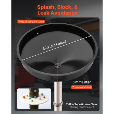 Δεξαμενή Αποστράγγισης Απόβλητων Λιπαντικών VEVOR 68L, Βιομηχανική Δεξαμενή Αποστράγγισης Υγρών με Ρυθμιζόμενο Ύψος Χωνιού, Φορητή Αποστράγγιση Λαδιού με Ρόδες, Αποστράγγιση Μεταφοράς Υγρών Καυσίμου για Συνεργεία Αυτοκινήτων, Γκαράζ, Κόκκινο