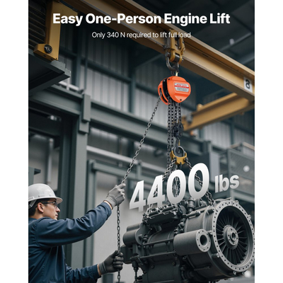 Χειροκίνητο βαρούλκο αλυσίδας VEVOR, χωρητικότητας 2 τόνων, χειροκίνητο μπλοκ αλυσίδας με αναβάθμιση G80 γαλβανισμένη αλυσίδα, ύψος ανύψωσης 6 m, βαρέως τύπου τροχαλία βαρέως τύπου για αποθήκη γκαράζ και μηχανήματα αυτοκινήτων, πορτοκαλί