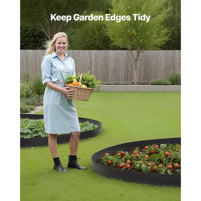 VEVOR Περιθώρια Τοπίου, Πλαστικά Περιθώρια Κήπου 2000 x 10 cm με 30 Καρφιά & 2 Πασσάλους Εδάφους, Χωρίς Σκάψιμο, Εύκαμπτα Περιθώρια Χλοοτάπητα σε Ρολό, Ανθεκτικά στην UV Ακτινοβολία Μίνι Περιθώρια Φράχτη για Παρτέρια και Πλακόστρωτα Κήπου