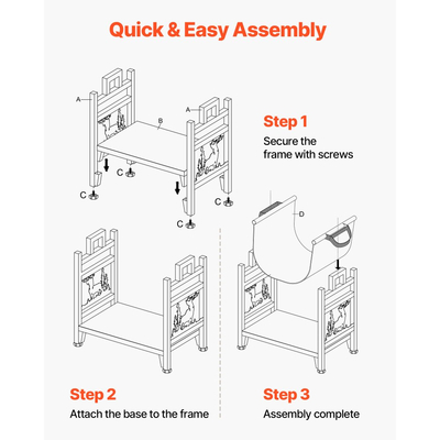 Ράφι καυσόξυλων εσωτερικού χώρου VEVOR, Κυρτή βάση για κορμούς 45cm με φορέα από καμβά, Βάση αποθήκευσης ξύλου με χωρητικότητα βάρους 18kg, Βάση καυσόξυλων από χάλυβα με ηλεκτροστατική βαφή, Βαρέως τύπου ράφι στοίβαξης ξύλων για τζάκι