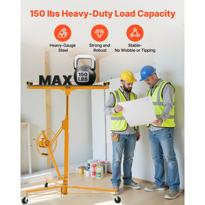 Ανυψωτικό γυψοσανίδας VEVOR 3353mm, βαρέως τύπου ανυψωτικό γυψοσανίδας 68 kg με ρυθμιζόμενο τηλεσκοπικό βραχίονα, κλειδώσιμους τροχούς, εργαλεία ανύψωσης γυψοσανίδας με γρύλο πάνελ, ιδανικά για εγκατάσταση σε οροφή και τοίχο (Κίτρινο)
