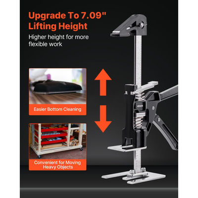 Γρύλος ανύψωσης VEVOR για εξοικονόμηση εργασίας, 2 τεμάχια 150 kg φέρουσα ικανότητα, ανύψωση έως 180 mm, μεταλλικός χειροκίνητος γρύλος ανύψωσης με μαγνητικό αλφάδι, ρυθμιζόμενο ύψος, για πόρτα, παράθυρο, έπιπλα, ξυλουργική, μαύρο