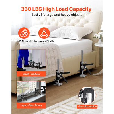 Γρύλος ανύψωσης VEVOR για εξοικονόμηση εργασίας, 2 τεμάχια 150 kg φέρουσα ικανότητα, ανύψωση έως 180 mm, μεταλλικός χειροκίνητος γρύλος ανύψωσης με μαγνητικό αλφάδι, ρυθμιζόμενο ύψος, για πόρτα, παράθυρο, έπιπλα, ξυλουργική, μαύρο