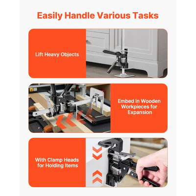 Γρύλος ανύψωσης VEVOR για εξοικονόμηση εργασίας, 2 τεμάχια 150 kg φέρουσα ικανότητα, ανύψωση έως 180 mm, μεταλλικός χειροκίνητος γρύλος ανύψωσης με μαγνητικό αλφάδι, ρυθμιζόμενο ύψος, για πόρτα, παράθυρο, έπιπλα, ξυλουργική, μαύρο