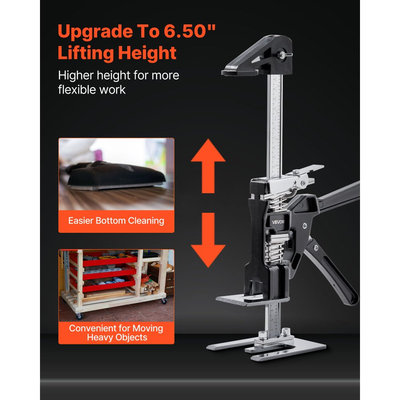 Γρύλος βραχίονα VEVOR για εξοικονόμηση εργασίας, 2 τεμάχια 200 kg φέρουσα ικανότητα, ανύψωση έως 165 mm, μεταλλικός χειροκίνητος γρύλος ανύψωσης με μαγνητικό αλφάδι, 2 λειτουργίες ρύθμισης, για πόρτα, παράθυρο, έπιπλα, ξυλουργική, μαύρο