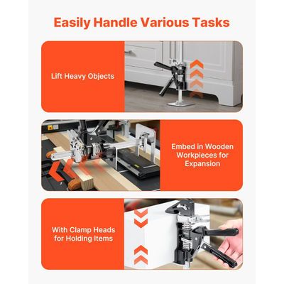 Γρύλος βραχίονα VEVOR για εξοικονόμηση εργασίας, 2 τεμάχια 200 kg φέρουσα ικανότητα, ανύψωση έως 165 mm, μεταλλικός χειροκίνητος γρύλος ανύψωσης με μαγνητικό αλφάδι, 2 λειτουργίες ρύθμισης, για πόρτα, παράθυρο, έπιπλα, ξυλουργική, μαύρο