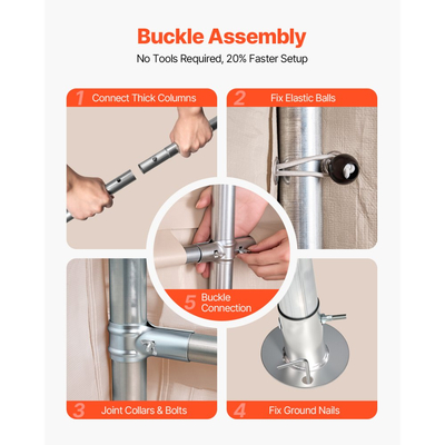 VEVOR Εξωτερική Αποθήκη, Φορητή Σκηνή Αποθήκευσης 10 x 15 ft με 2 Ρολαριστές Πόρτες & Αεραγωγούς, Αδιάβροχο Στέγαστρο με Σκίαστρο, Βαρέως Τύπου Σκελετός, Στέγαστρο Γκαράζ για Μοτοσικλέτα και Χλοοκοπτική Μηχανή, Μπεζ