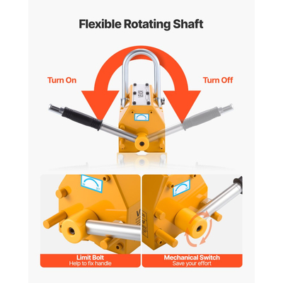 Μόνιμος μαγνητικός ανυψωτήρας VEVOR, ικανότητα έλξης 1000 kg, βαρέως τύπου μαγνήτης ανύψωσης νεοδυμίου N42 με λαβή απελευθέρωσης και χαλύβδινο γάντζο, για χρήση σε γερανούς και ανυψωτικά συνεργείων, για ανύψωση χαλύβδινων πλακών, σανίδων