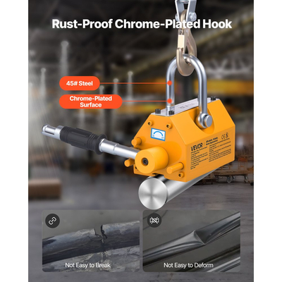 Μόνιμος μαγνητικός ανυψωτήρας VEVOR, ικανότητα έλξης 400 kg, βαρέως τύπου μαγνήτης ανύψωσης νεοδυμίου N42 με λαβή απελευθέρωσης και χαλύβδινο γάντζο, για χρήση σε γερανούς και ανυψωτικά συνεργείων, για ανύψωση χαλύβδινων πλακών, σανίδων