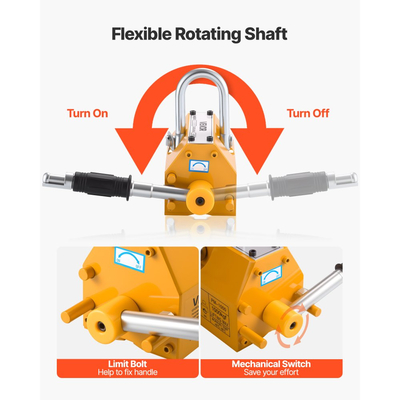Μόνιμος μαγνητικός ανυψωτήρας VEVOR, ικανότητα έλξης 400 kg, βαρέως τύπου μαγνήτης ανύψωσης νεοδυμίου N42 με λαβή απελευθέρωσης και χαλύβδινο γάντζο, για χρήση σε γερανούς και ανυψωτικά συνεργείων, για ανύψωση χαλύβδινων πλακών, σανίδων