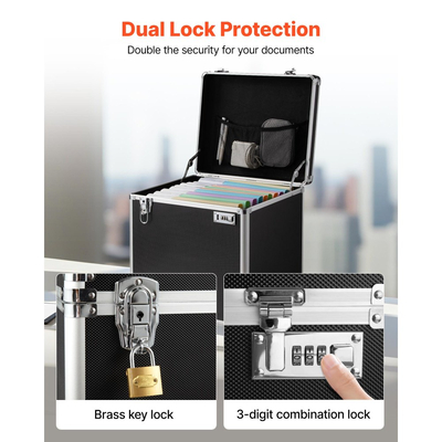 Φορητό κουτί αποθήκευσης αρχείων VEVOR, εσωτερικό μέγεθος μπαούλου 395 x 320 x 380 mm, κλειδωμένη φορητή επαγγελματική βαλίτσα με τηλεσκοπική λαβή, θήκη αρχείων με τράβηγμα χειρός για γραφείο, σπίτι, γραφεία, νοσοκομεία, τράπεζες