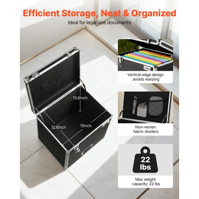 Φορητό κουτί αποθήκευσης αρχείων VEVOR, εσωτερικό μέγεθος μπαούλου 395 x 320 x 380 mm, κλειδωμένη φορητή επαγγελματική βαλίτσα με τηλεσκοπική λαβή, θήκη αρχείων με τράβηγμα χειρός για γραφείο, σπίτι, γραφεία, νοσοκομεία, τράπεζες