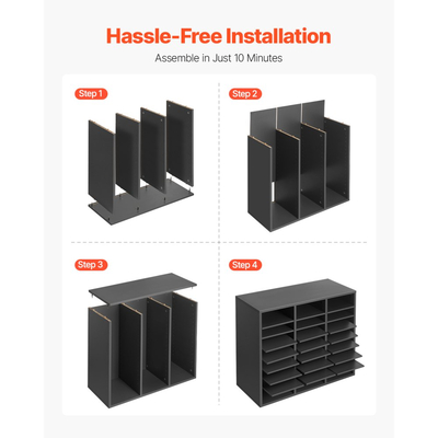 Οργανωτής Λογοτεχνίας VEVOR, Γραμματοκιβώτιο Γραφείου 24 Διαμερισμάτων με Ρυθμιζόμενα Ράφια, Ξύλινος Ταξινομητής Γραμματοκιβωτίων από Ινοσανίδα Μέσης Πυκνότητας, Αποθήκευση για Αρχεία, Έγγραφα, Χαρτιά, Γκρι