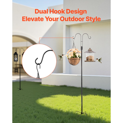 Διπλοί γάντζοι VEVOR Shepherds για εξωτερικούς χώρους, 8 τεμάχια ταΐστρα πουλιών βαρέως τύπου 1560 mm, γάντζοι κήπου πάχους 19 mm για κρεμαστή ταΐστρα κολιμπρί, καλάθια φυτών, ηλιακά φανάρια, κουδούνια ανέμου