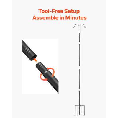 Διπλοί γάντζοι VEVOR Shepherds για εξωτερικούς χώρους, 8 τεμάχια ταΐστρα πουλιών βαρέως τύπου 1560 mm, γάντζοι κήπου πάχους 19 mm για κρεμαστή ταΐστρα κολιμπρί, καλάθια φυτών, ηλιακά φανάρια, κουδούνια ανέμου