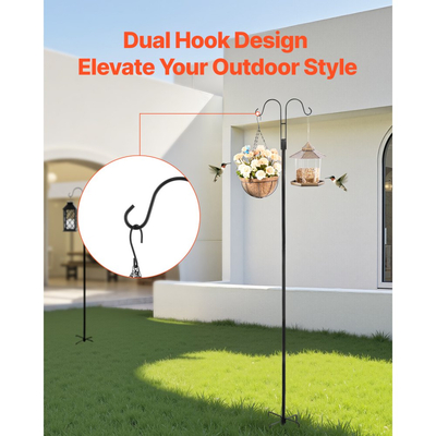 Διπλοί γάντζοι VEVOR Shepherds για εξωτερικούς χώρους, 8 τεμάχια ταΐστρα πουλιών βαρέως τύπου 1950 mm, γάντζοι κήπου πάχους 19 mm για κρεμαστή ταΐστρα κολιμπρί, καλάθια φυτών, ηλιακά φανάρια, κουδούνια ανέμου